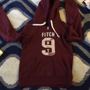 Sz S ABERCROMBIE & FITCH BURGUNDY HOODIE